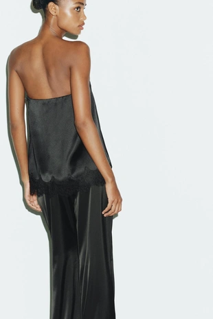 Атласный топ с кружевом- Заказать в России