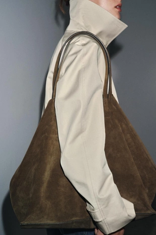 Большая замшевая сумка-шопер- Заказать в России