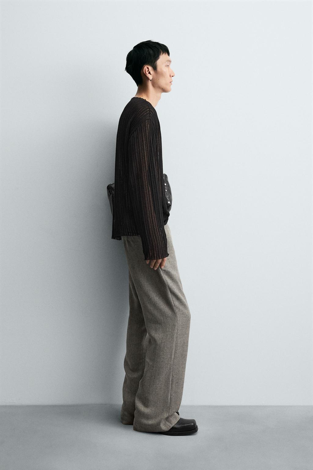 БРЮКИ FLARED FIT ИЗ РЕЛЬЕФНОЙ ТКАНИ