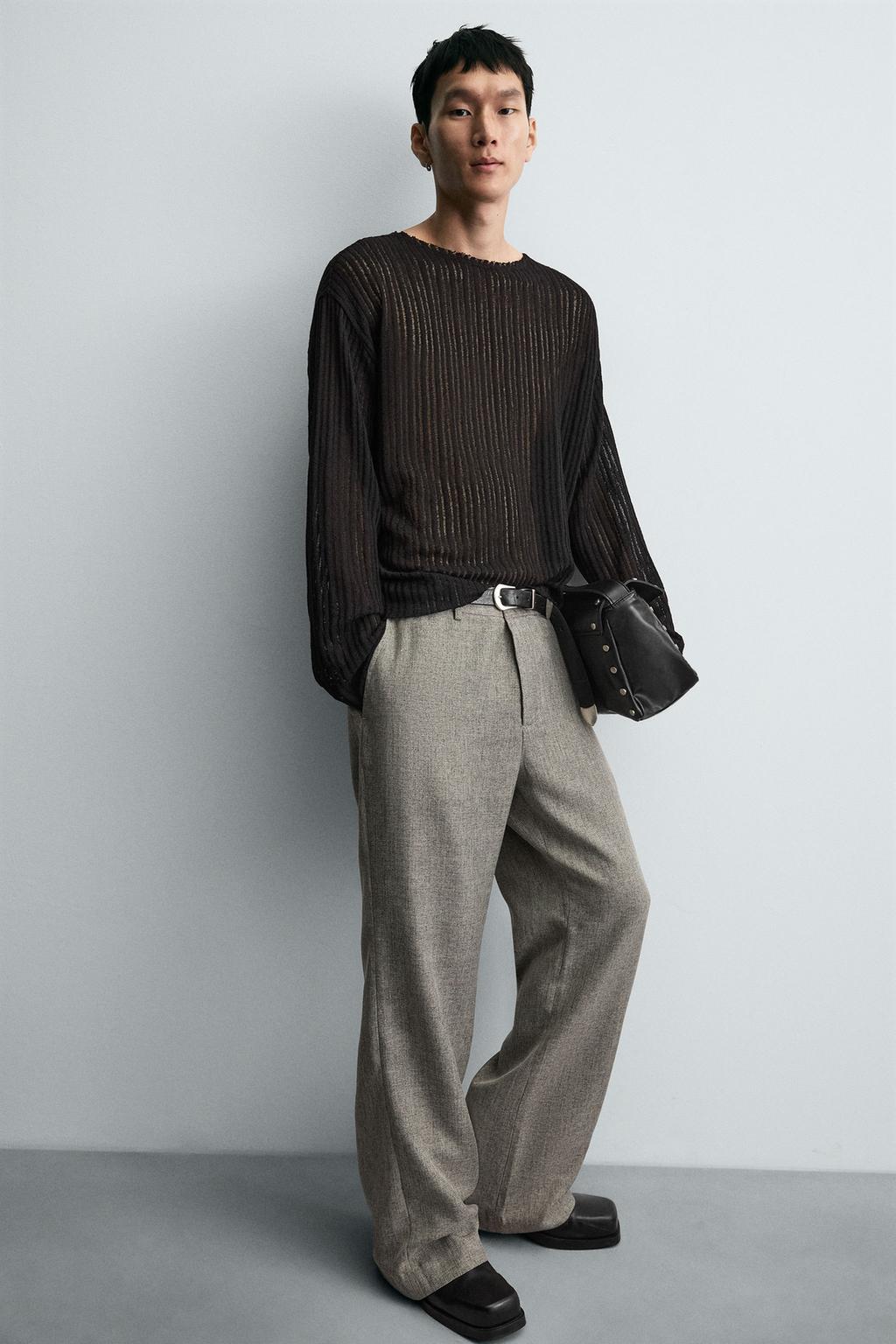 БРЮКИ FLARED FIT ИЗ РЕЛЬЕФНОЙ ТКАНИ