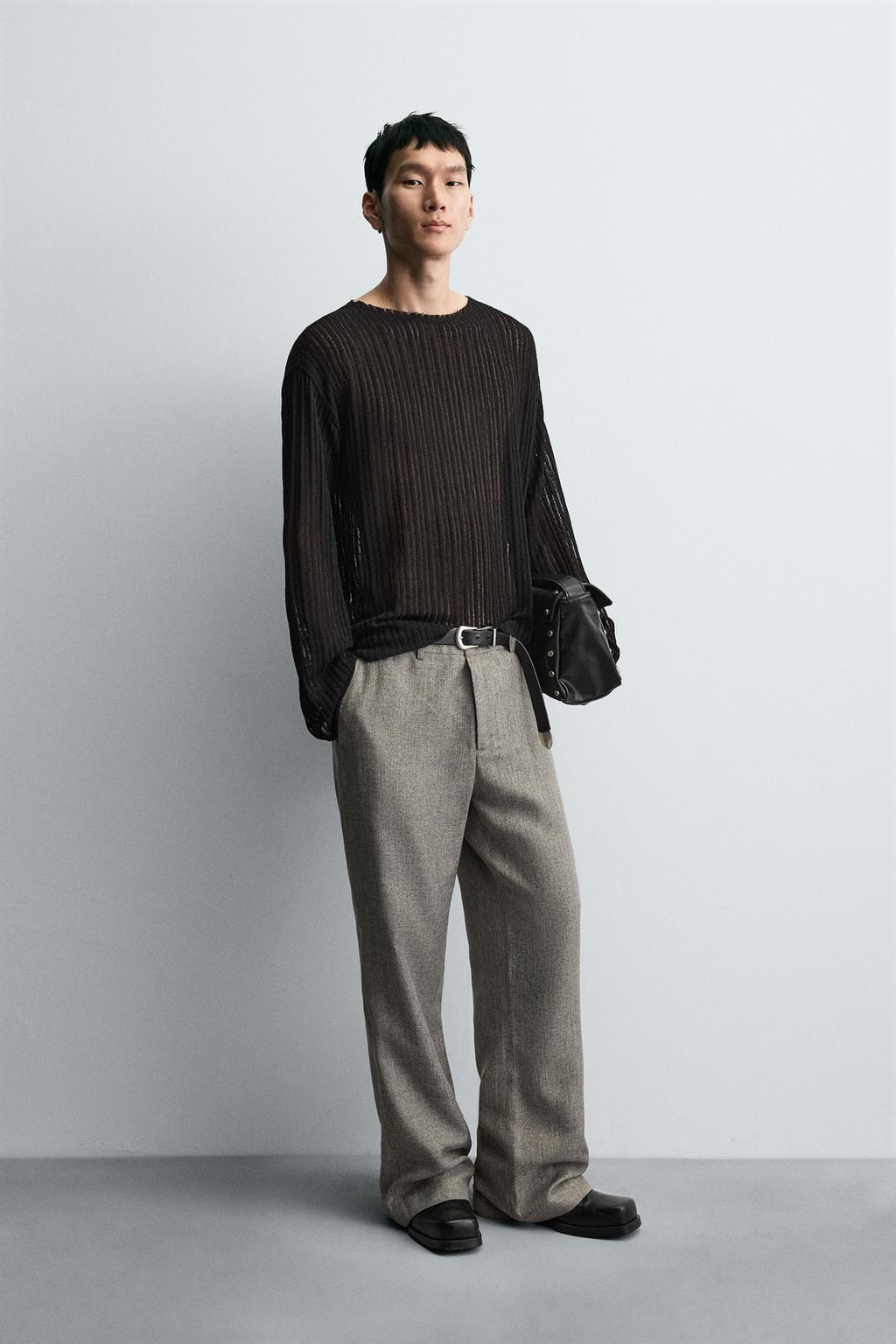 БРЮКИ FLARED FIT ИЗ РЕЛЬЕФНОЙ ТКАНИ