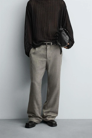 Брюки FLARED FIT из рельефной ткани- Заказать в России