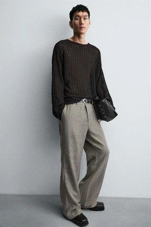 Брюки FLARED FIT из рельефной ткани- Заказать в России