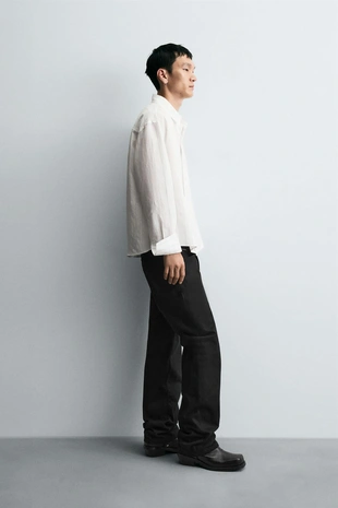 Рубашка струящегося покроя с неровной полоской- Заказать в России