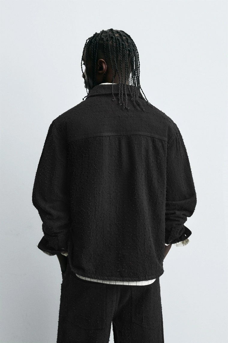 Рубашка из текстурированного джаккарда денима