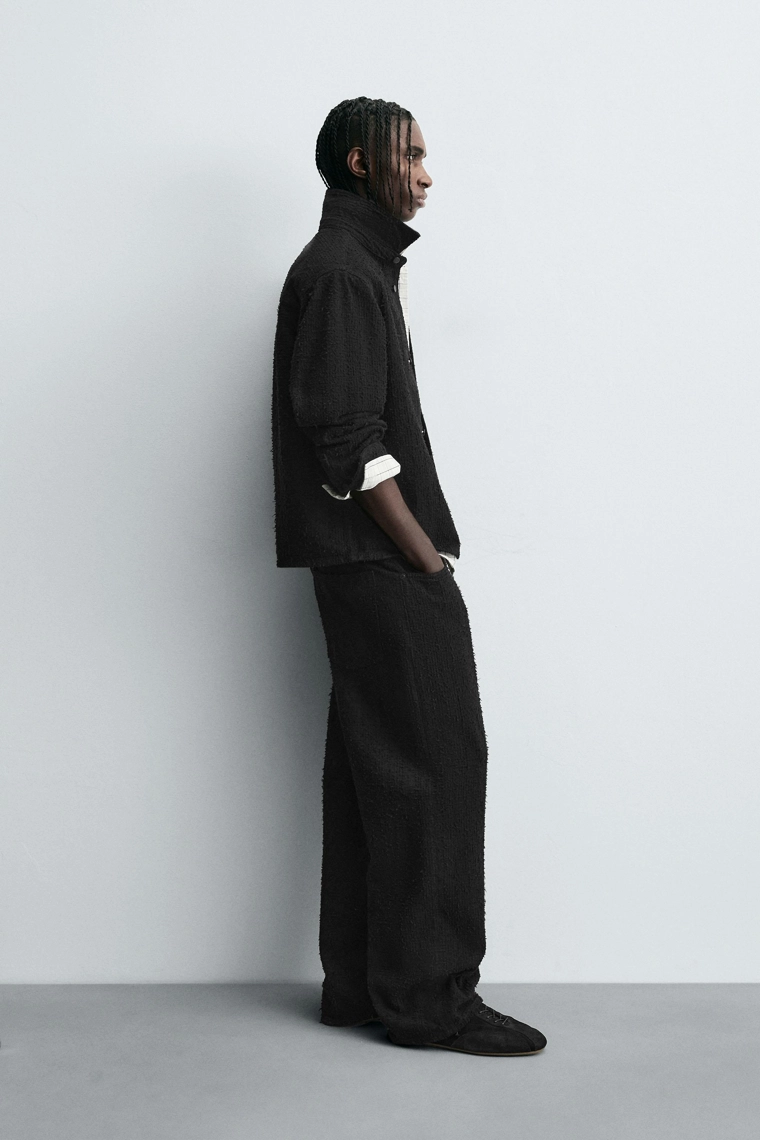 Рубашка из текстурированного джаккарда денима