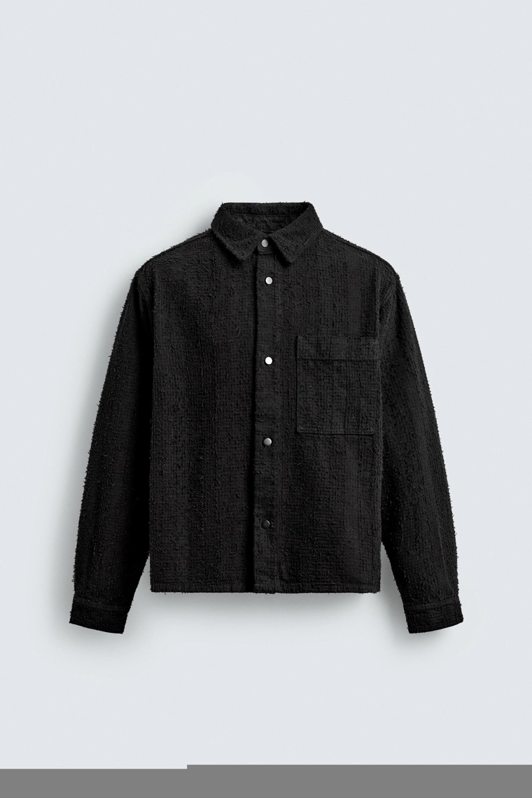 Рубашка из текстурированного джаккарда денима