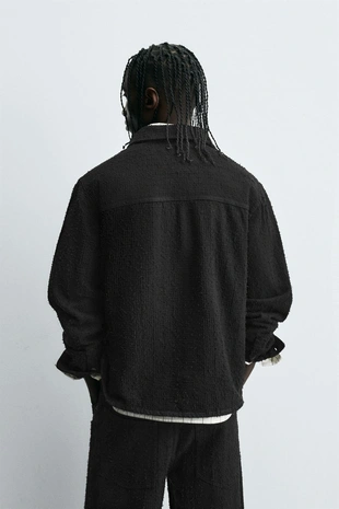 Джинсовая рубашка с текстурой- Заказать в России