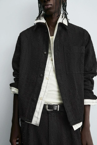 Джинсовая рубашка с текстурой- Заказать в России