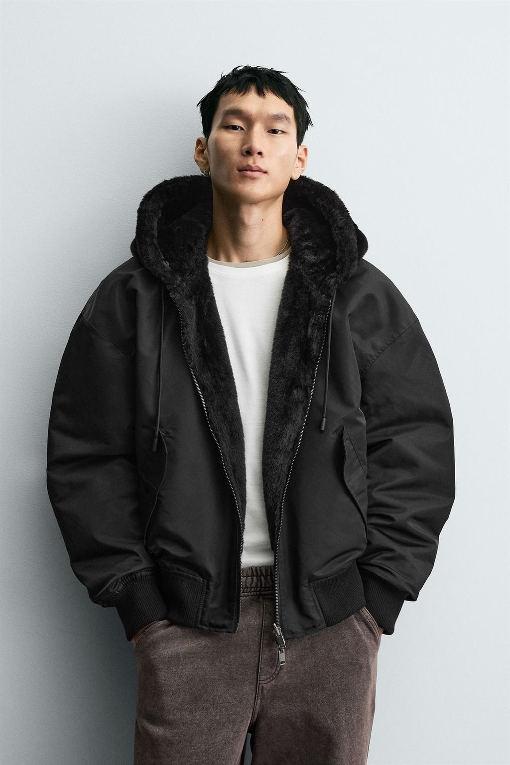 ★新品★UND REVERSIBLE BONDING JACKET Zara Бомбер reversible искусственный мех - Цвет черный - black