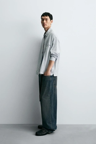 Рубашка в клетку из рельефной ткани- Заказать в России