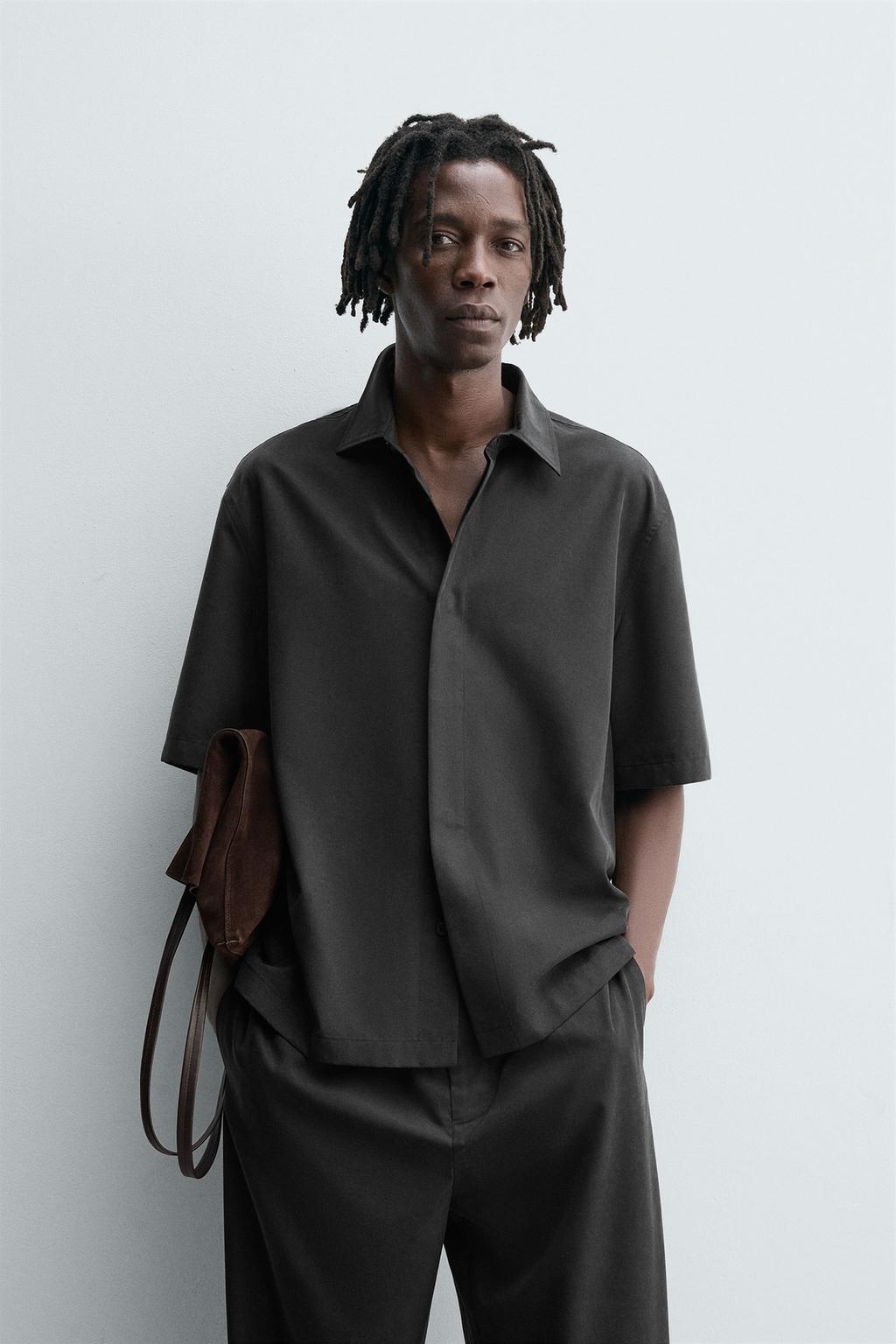 РУБАШКА RELAXED FIT ИЗ СТРУЯЩЕЙСЯ ТКАНИ