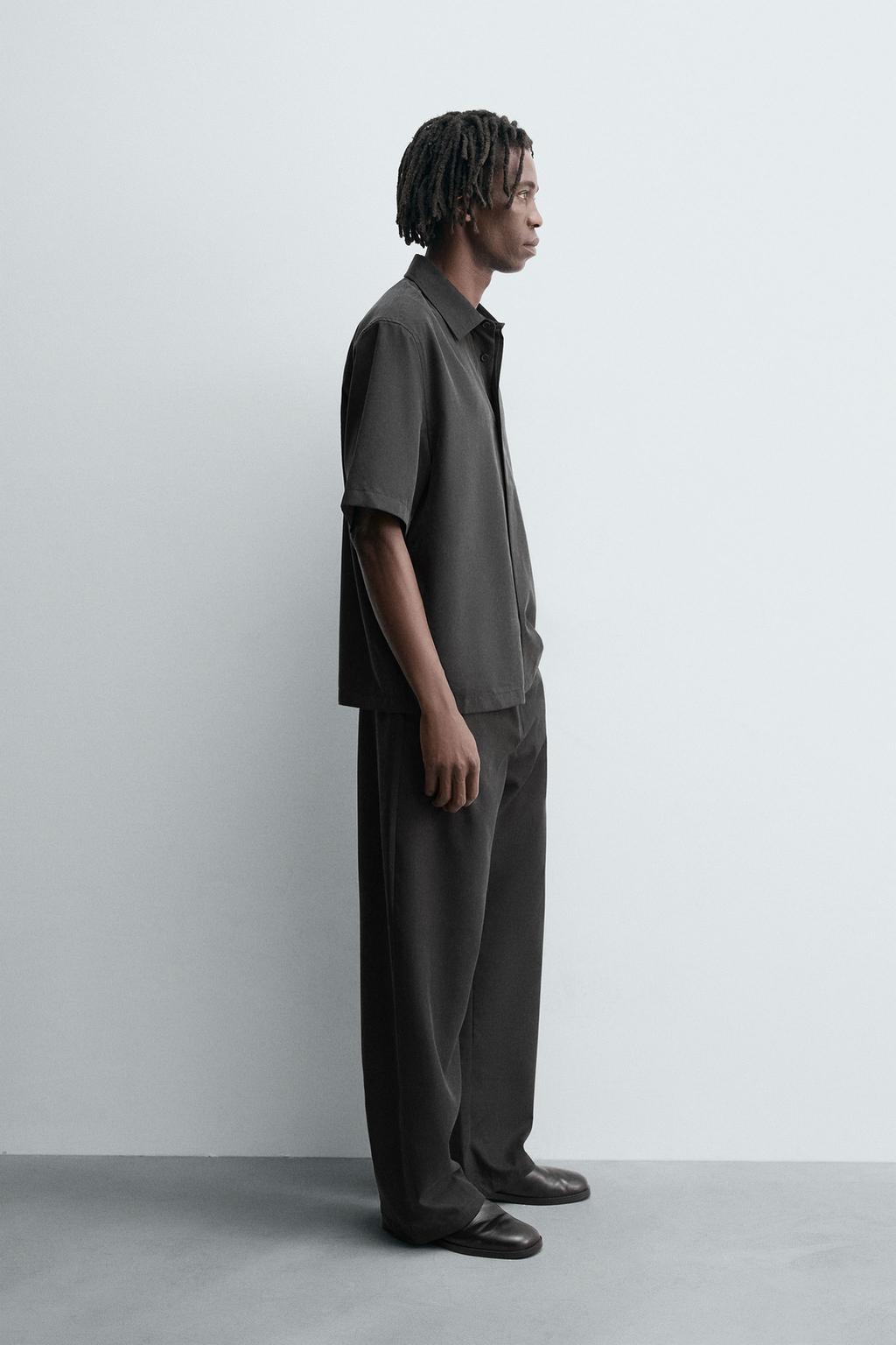 РУБАШКА RELAXED FIT ИЗ СТРУЯЩЕЙСЯ ТКАНИ