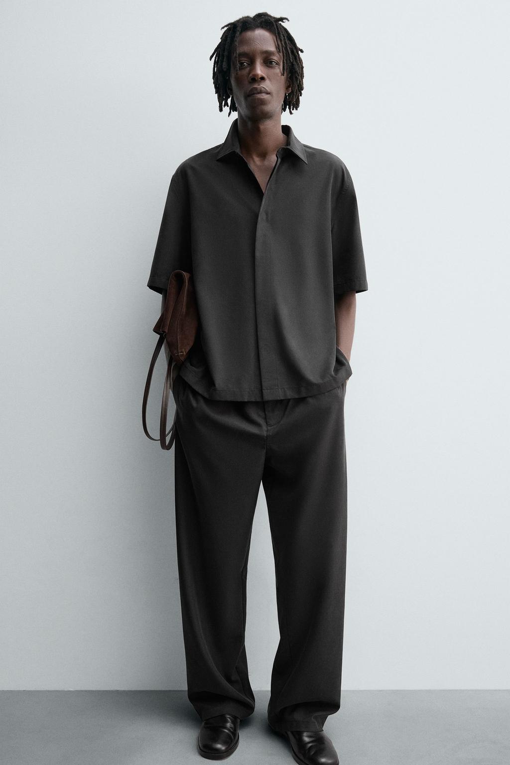 РУБАШКА RELAXED FIT ИЗ СТРУЯЩЕЙСЯ ТКАНИ
