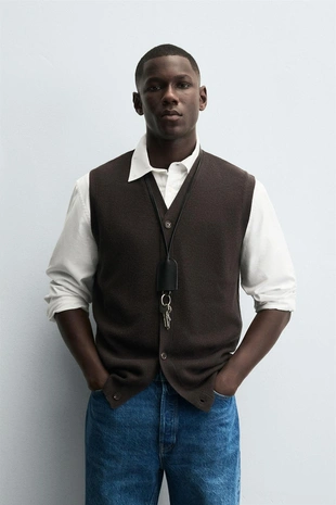 Вязаный жилет из шерсти и кашемира- Заказать в России