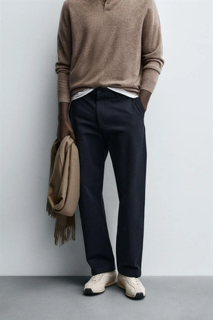 Брюки STRAIGHT FIT из ткани с узором- Заказать в России