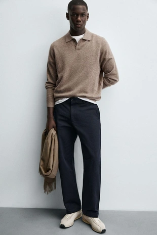 Брюки STRAIGHT FIT из ткани с узором- Заказать в России