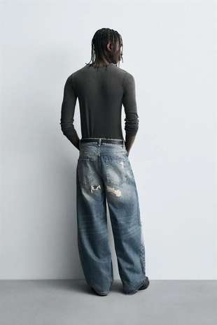 Джинсы BALLOON FIT с разрезами- Заказать в России