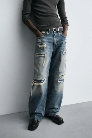 Джинсы BALLOON FIT с разрезами- Заказать в России