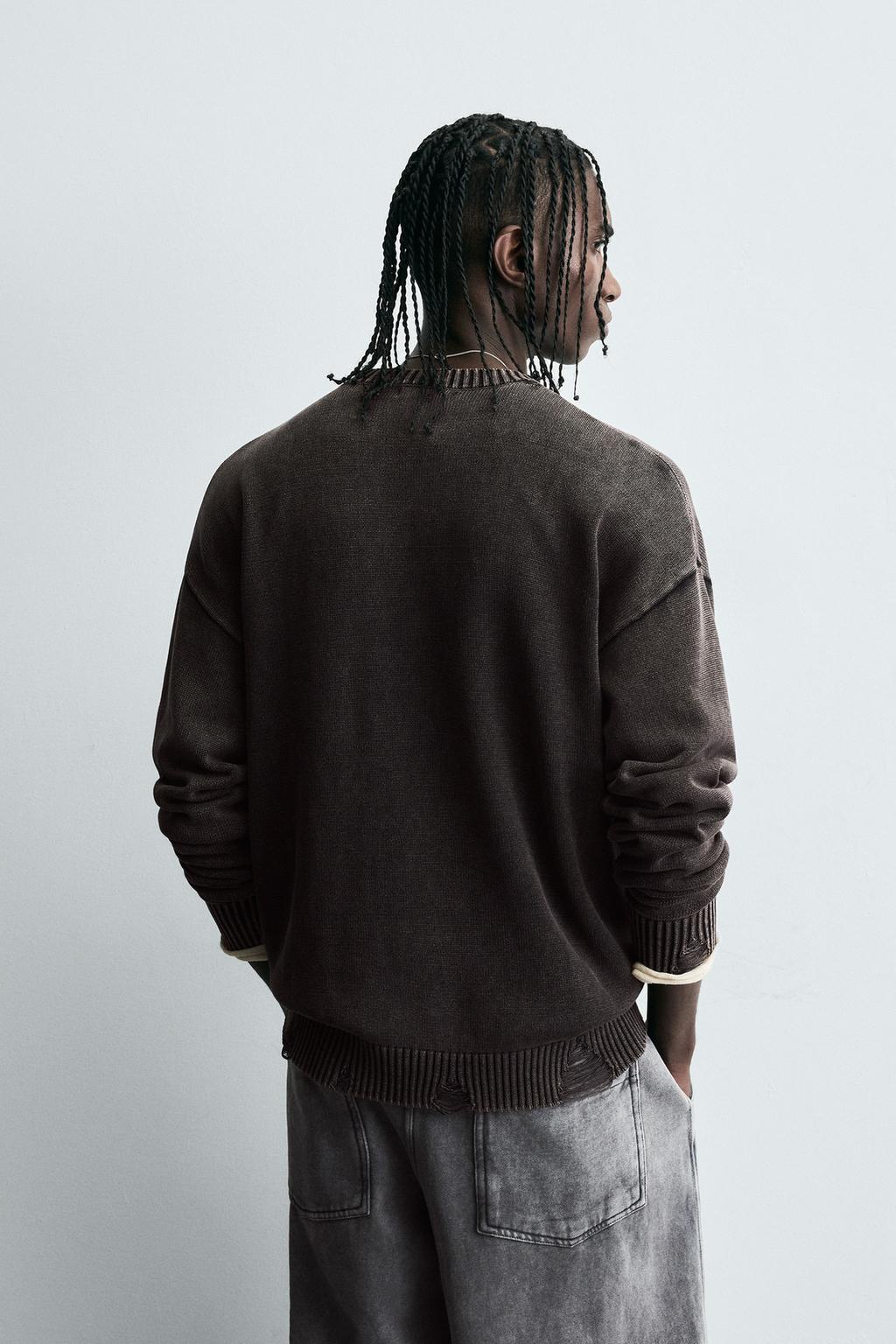 REVERSIBLE SWEATER WITH RIPPED EFFECT