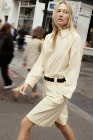 Рубашка из поплина с пуговицами- Заказать в России