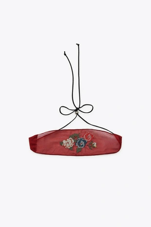 Чокер-платок с цветочной вышивкой- Заказать в России