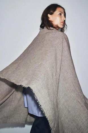 Шарф с бахромой из шерсти- Заказать в России