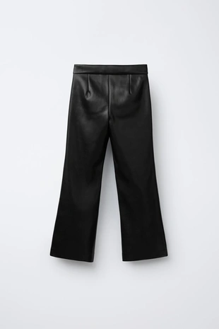 Брюки-клеш с эффектом кожи- Заказать в России