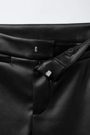 Брюки-клеш с эффектом кожи- Заказать в России