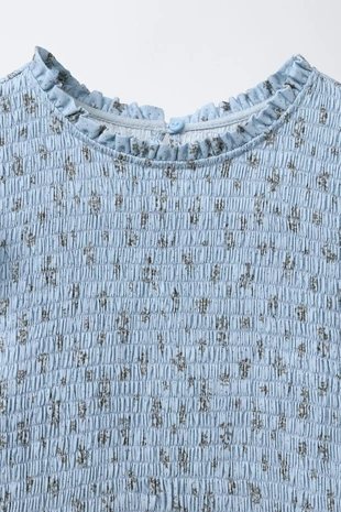 Light blue | 6369/449/406 - Zara Платье с цветочным принтом и узором «соты»