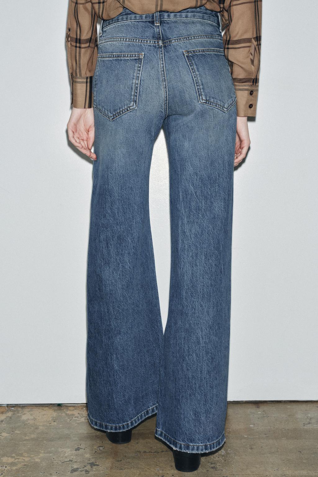 ДЖИНСЫ FLARE С НИЗКОЙ ПОСАДКОЙ И СКЛАДКАМИ — ZW COLLECTION