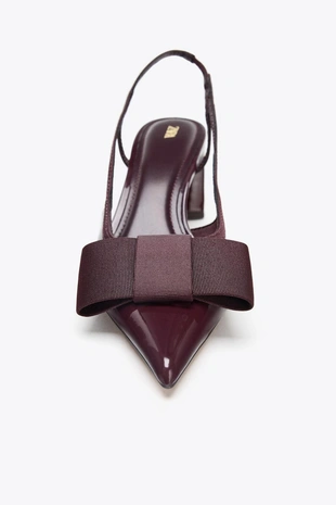 Туфли-мюли на каблуке с бантом- Заказать в России