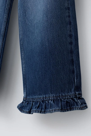 Джинсы с оборкой по низу- Заказать в России