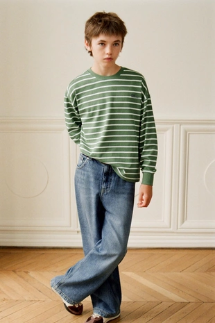 Лонгслив в полоску из плотной ткани- Заказать в России