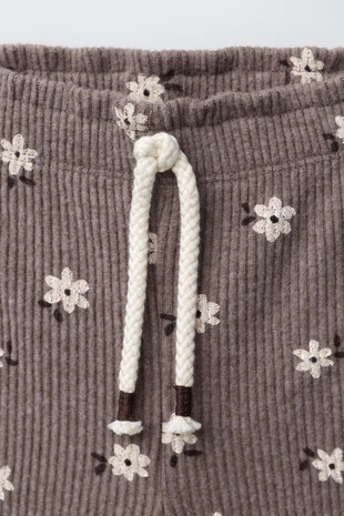 Brown marl | 4012/538/724 - Zara Мягкие расклешенные брюки с принтом