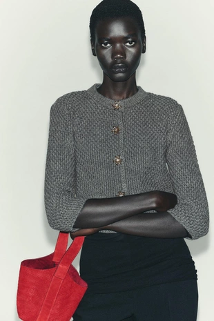 Кардиган с пуговицами-украшениями- Заказать в России