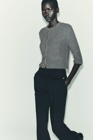 Кардиган с пуговицами-украшениями- Заказать в России