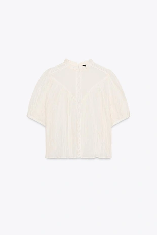 Блузка в стиле рустик с мережкой- Заказать в России