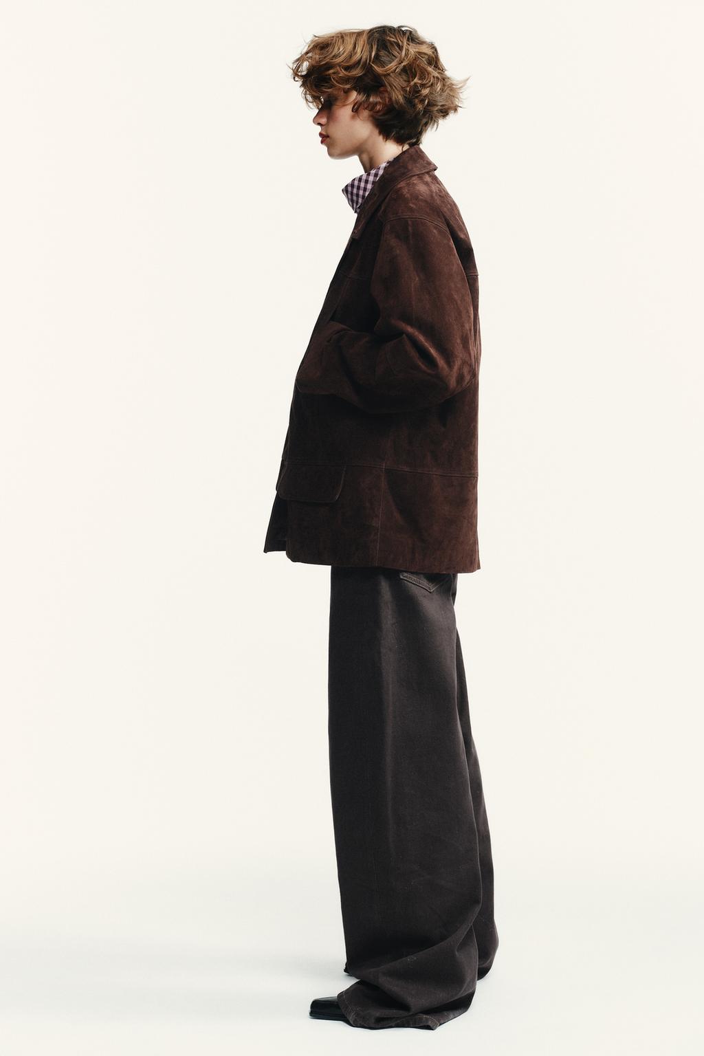 БЛЕЙЗЕР OVERSIZE ИЗ ЗАМШЕВОЙ КОЖИ