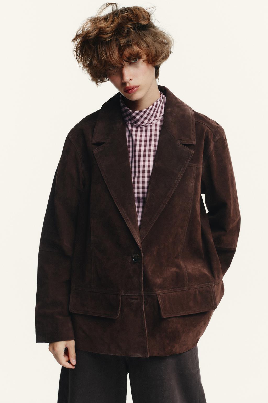 БЛЕЙЗЕР OVERSIZE ИЗ ЗАМШЕВОЙ КОЖИ