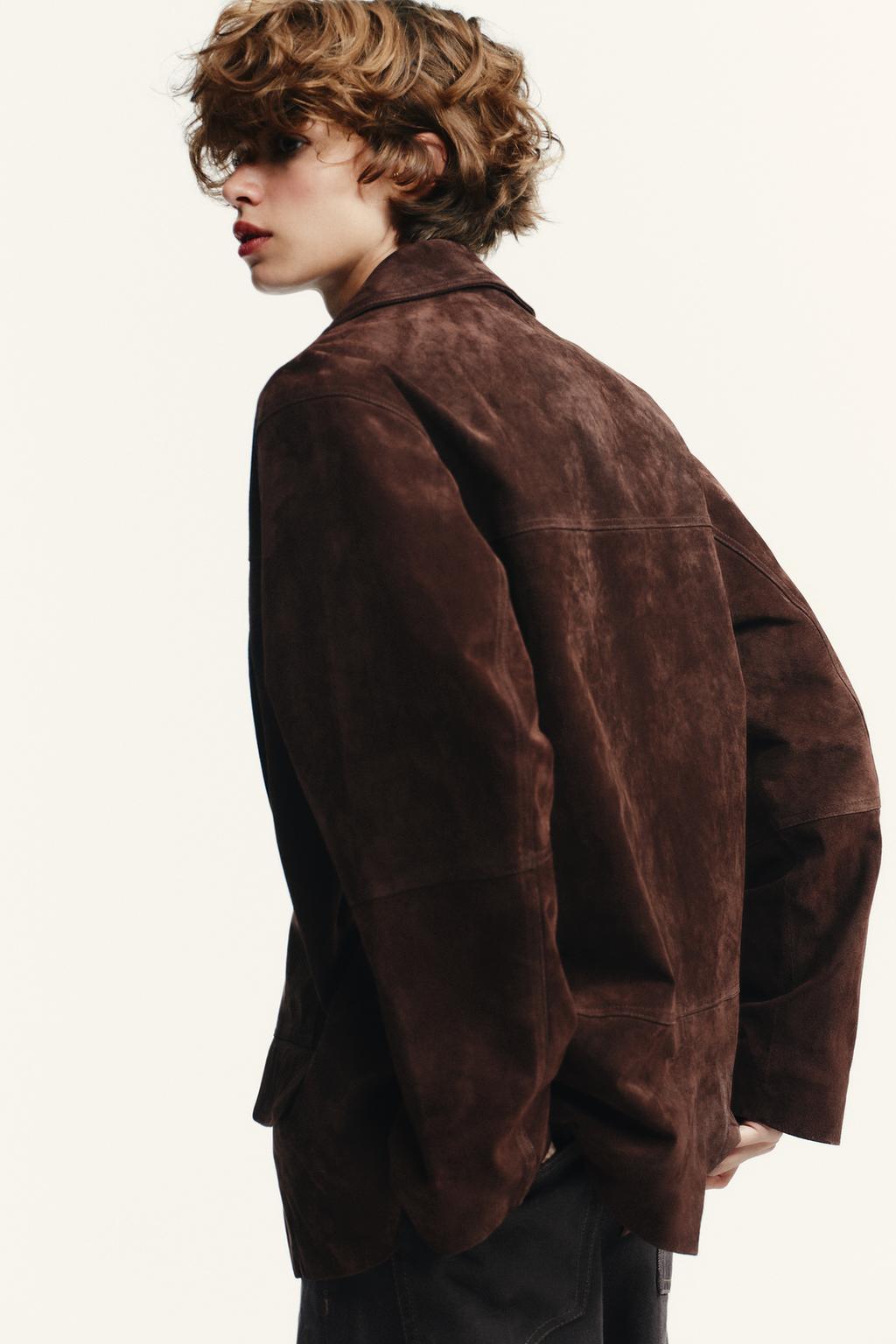 БЛЕЙЗЕР OVERSIZE ИЗ ЗАМШЕВОЙ КОЖИ