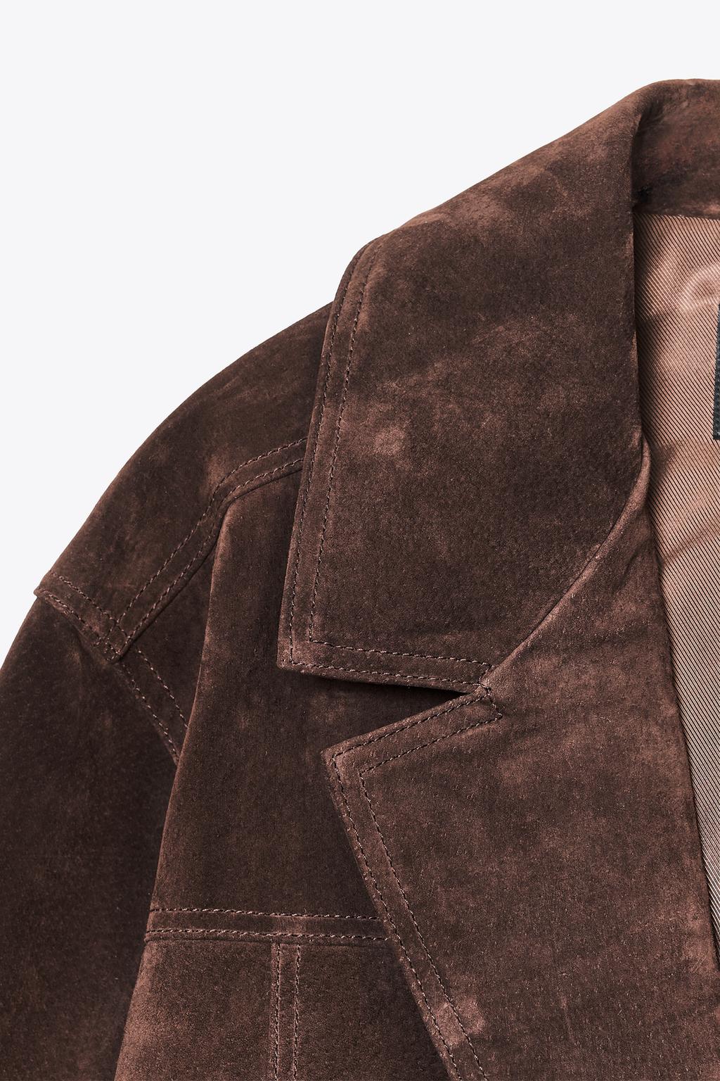 БЛЕЙЗЕР OVERSIZE ИЗ ЗАМШЕВОЙ КОЖИ