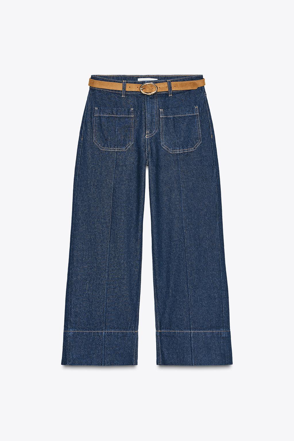 Z1975 WIDE-LEG CROPPED HIGH-WAIST JEANS WITH BELT
