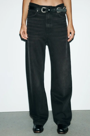 Brown | 6045/241/700 - Zara Джинсы TRF STRAIGHT WIDE с высокой посадкой