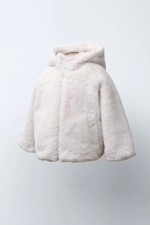 Куртка из искусственного меха с капюшоном- Заказать в России