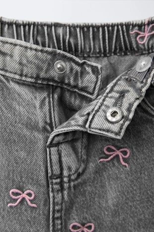 Grey | 7147/621/802 - Zara Джинсы-кюлоты с вышивкой