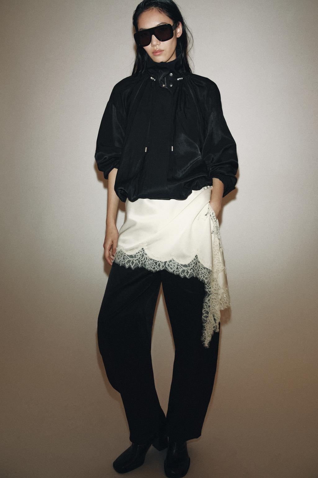 Zara Брюки из струящейся ткани — коллекция zara «zw» - Цвет черный