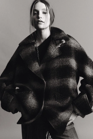 Пальто в клетку из смесовой шерсти — ZW COLLECTION LIMITED EDITION - Заказать в России