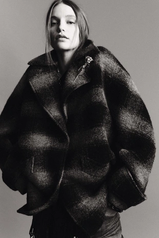 Пальто в клетку из смесовой шерсти — ZW COLLECTION LIMITED EDITION- Заказать в России