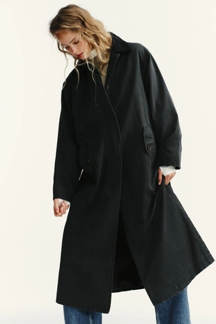 Вощеный тренч с вельветовым воротником- Заказать в России